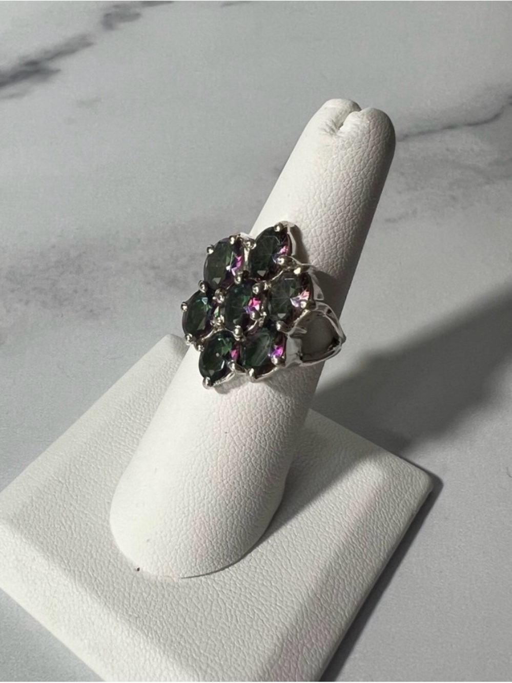 3.91ctw Mystic Topaz Cluster Ring